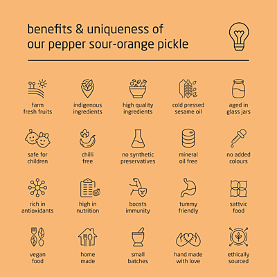 Premium Cold-Packed Pepper Sour-Orange Pickle – 185g Premium Cold-Packed Pepper Sour-Orange Pickle – 185g
