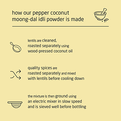 Premium Pepper Coconut Moong-Dal Idli Powder - 150g Premium Pepper Coconut Moong-Dal Idli Powder - 150g