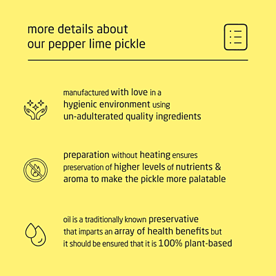 Premium Cold-Packed Pepper Lime Pickle – 185g Premium Cold-Packed Pepper Lime Pickle – 185g