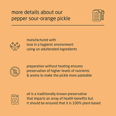 Premium Cold-Packed Pepper Sour-Orange Pickle – 185g Premium Cold-Packed Pepper Sour-Orange Pickle – 185g